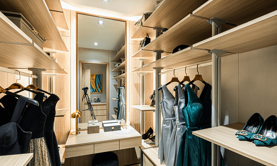 Dressing table in a walk-in closet