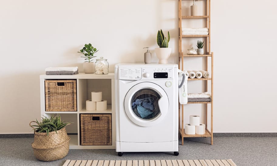 how to make an unfinished basement laundry room look nice